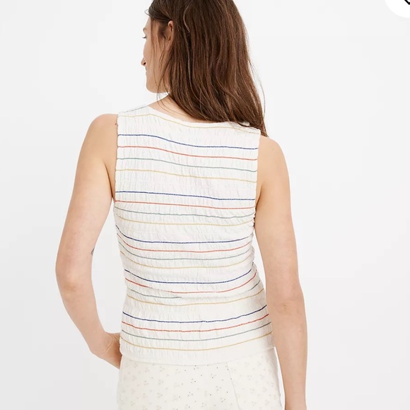 NWOT Madewell Rainbow-Stitch Smocked Tank Top in Size S - Picture 2 of 6